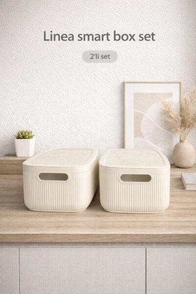 Okyanus Home Linea Smart Box Beyaz 2,4 Lt 2 Adet Kapaklı Çok Amaçlı Saklama Kutusu