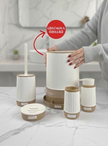 Okyanus Home Nida Beyaz Due 5'li Banyo Seti