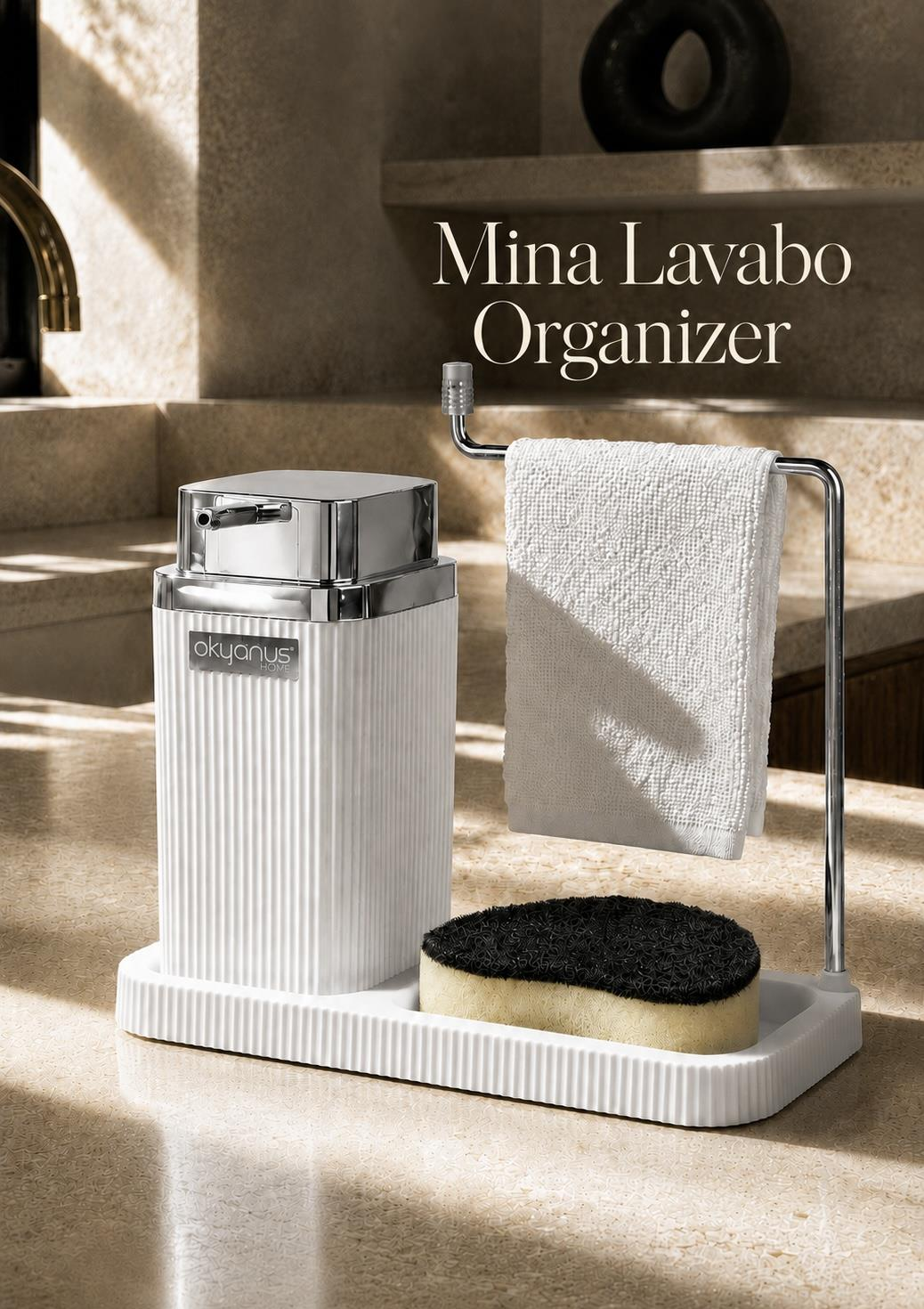 Okyanus Home Kare Mina Lavabo Düzenleyici Beyaz