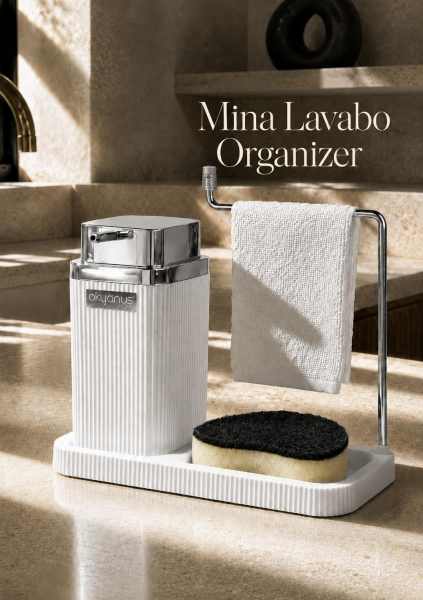 Okyanus Home Kare Mina Lavabo Düzenleyici Beyaz