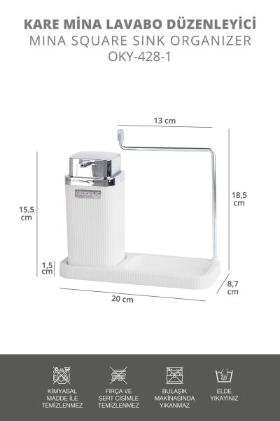 Okyanus Home Kare Mina Lavabo Düzenleyici Beyaz