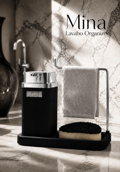 Okyanus Home Kare Mina Lavabo Düzenleyici Siyah
