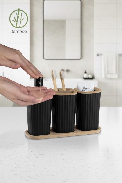 Okyanus Home Safir Bambu 3'lü Set Siyah