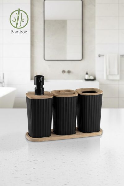 Okyanus Home Safir Bambu 3'lü Set Siyah