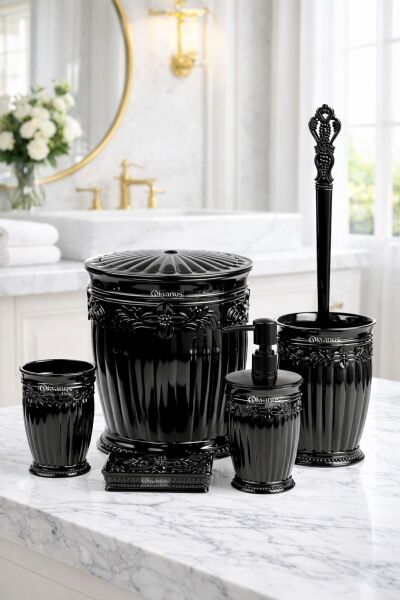 Okyanus Home Siyah Sultan Serisi 5'li Banyo Seti