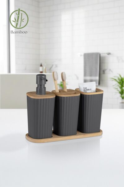 Okyanus Home Safir Bambu 3'lü Set Antrasit