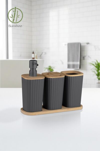Okyanus Home Safir Bambu 3'lü Set Antrasit