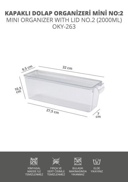 Okyanus Home 3 Adet Kapaklı Mini Buzdolabı Organizeri ve Saklama Kabı 2000ML