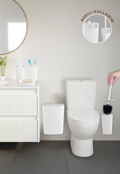 Okyanus Home Yapışkanlı  Safir Beyaz 5'li Banyo Seti