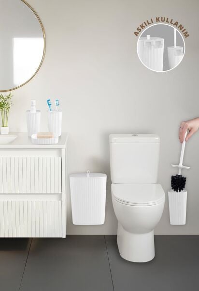 Okyanus Home Yapışkanlı  Safir Beyaz 5'li Banyo Seti
