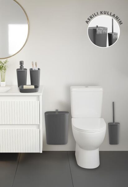 Okyanus Home Yapışkanlı  Safir Antrasit  5'li Banyo Seti