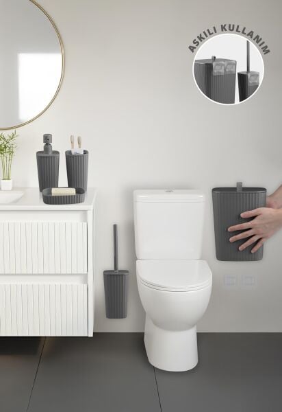 Okyanus Home Yapışkanlı  Safir Antrasit  5'li Banyo Seti