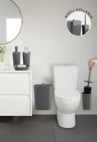 Okyanus Home Yapışkanlı  Safir Antrasit  5'li Banyo Seti
