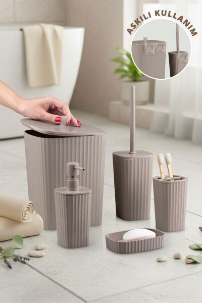 Okyanus Home Yapışkanlı  Safir Vizon 5'li Banyo Seti
