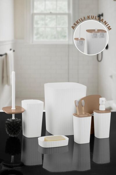 Okyanus Home Yapışkanlı Due Safir Beyaz 5'li Banyo Seti