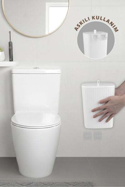 Okyanus Home Safir Yapışkanlı Asılabilir Çöp Kovası Beyaz