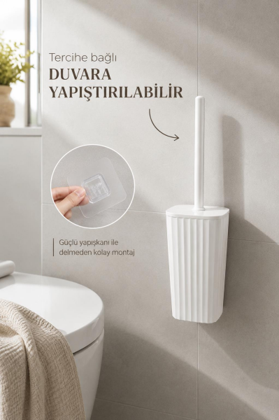 Okyanus Home Safir  Kendinden yapışkanlı Wc Fırçalık Beyaz
