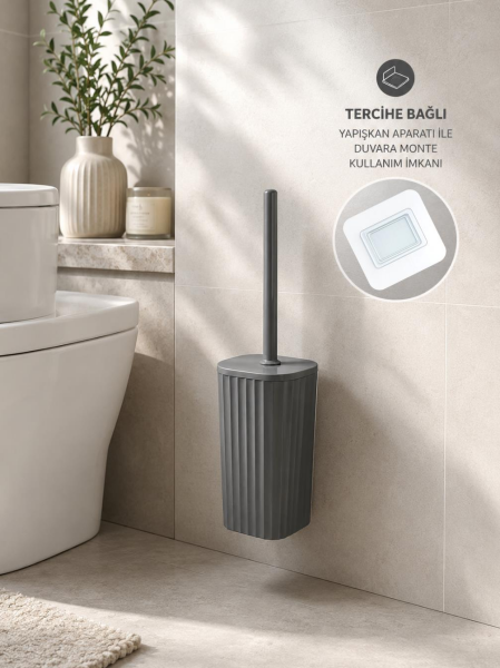 Okyanus Home Safir  Kendinden yapışkanlı Wc Fırçalık Antrasit