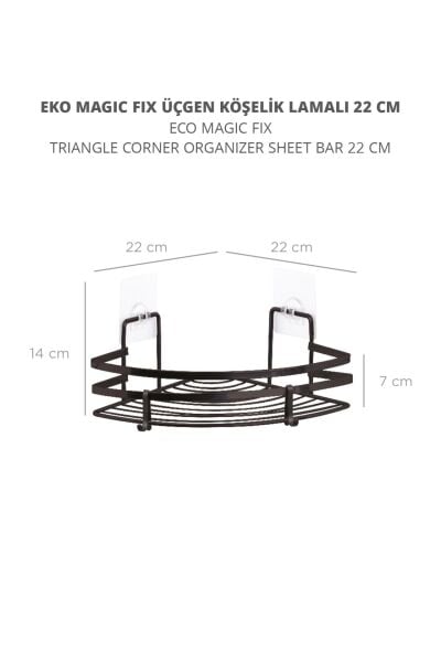 Okyanus Home Magic Fix Sihirli Yapışkan Siyah Lamalı Kancalı Üçgen Köşelik