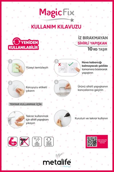 Okyanus Home Magic Fix Sihirli Yapışkan Siyah Lamalı Dikdörtgen Banyo Rafı - 11x24 cm