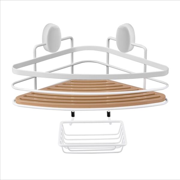 Okyanus Home Beyaz Due Tek Katlı Üçgen Şampuanlık & Sabunluk 21 cm