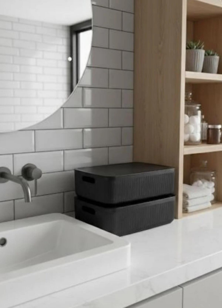 Okyanus Home Linea Smart Box Siyah 4,5 Lt 2 Adet Kapaklı Çok Amaçlı Saklama Kutusu