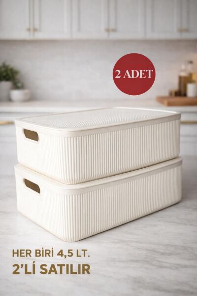 Okyanus Home Linea Smart Box Beyaz 4,5 Lt 2 Adet Kapaklı Çok Amaçlı Saklama Kutusu