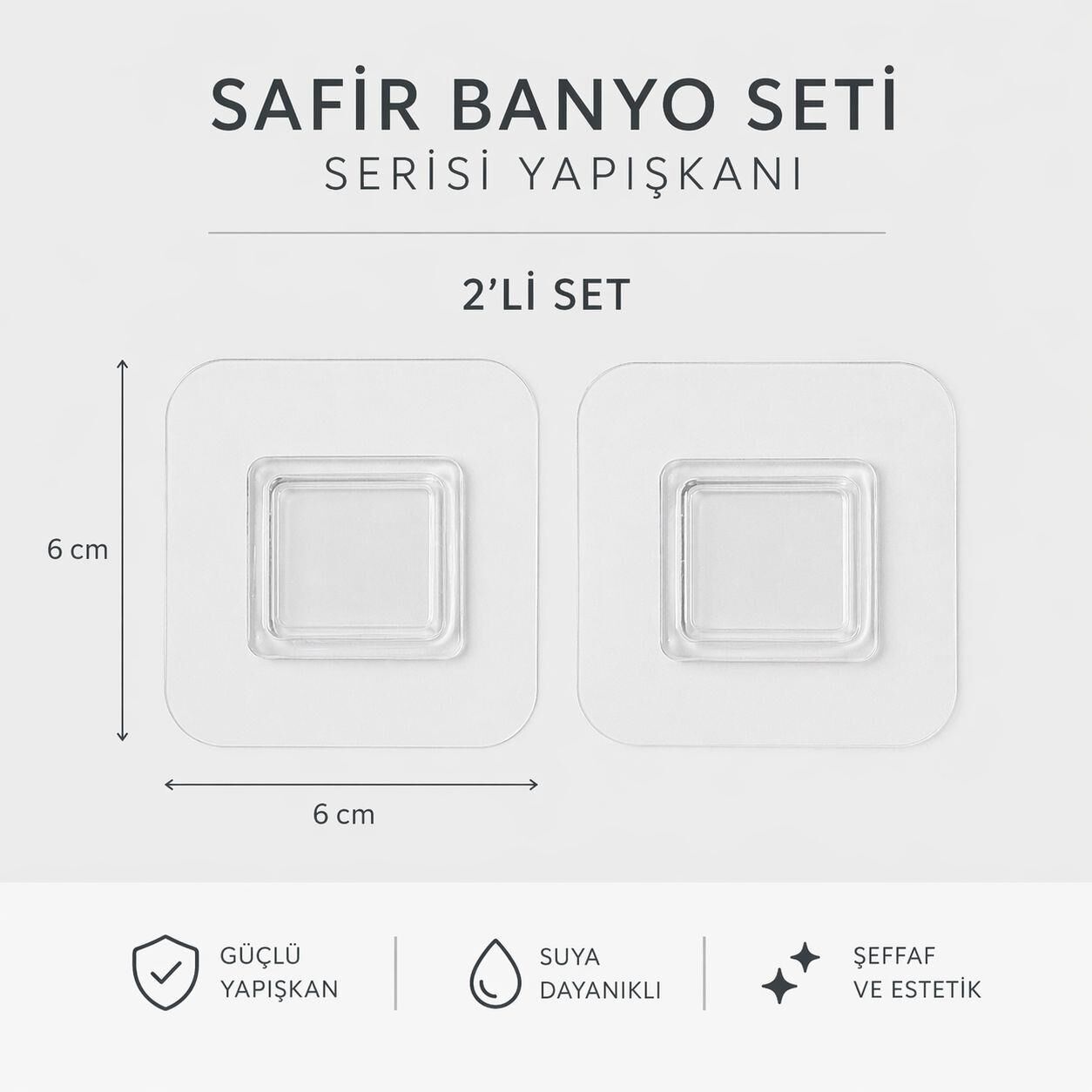 Okyanus Home Safir Askı Yapıştırma Aparatı 6 x 6 cm 2 Adet