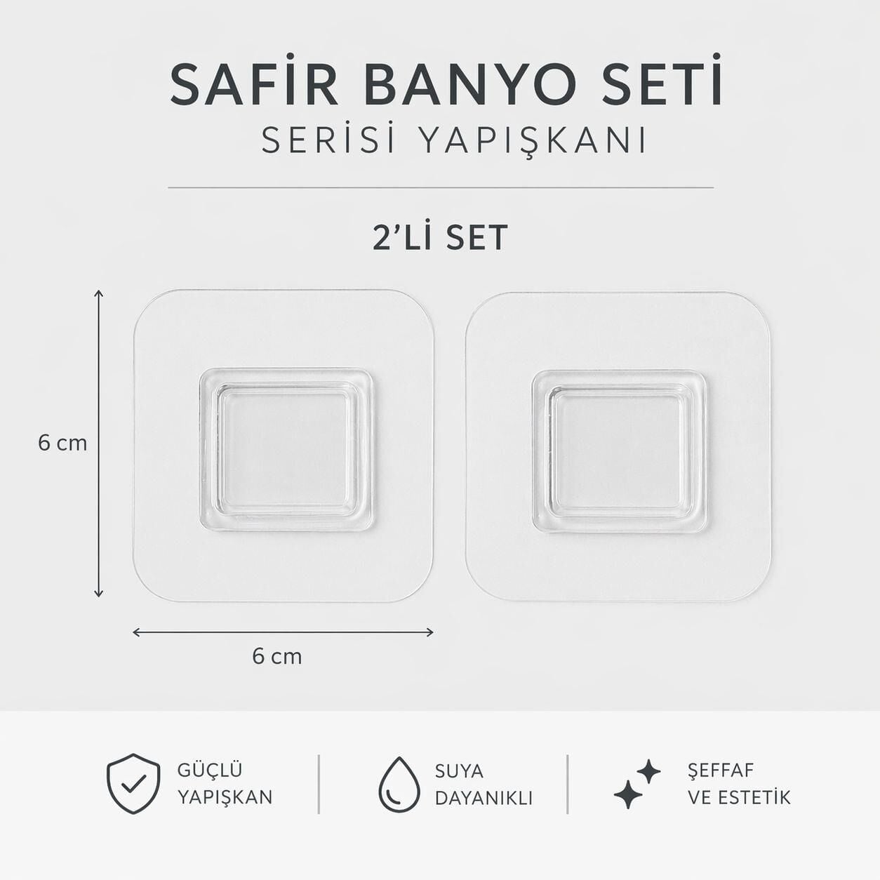 Okyanus Home Safir Askı Yapıştırma Aparatı 6 x 6 cm 2 Adet