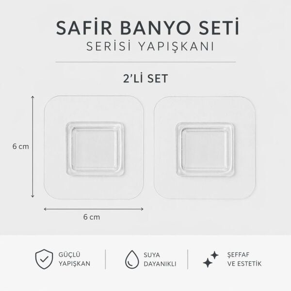 Okyanus Home Safir Askı Yapıştırma Aparatı 6 x 6 cm 2 Adet