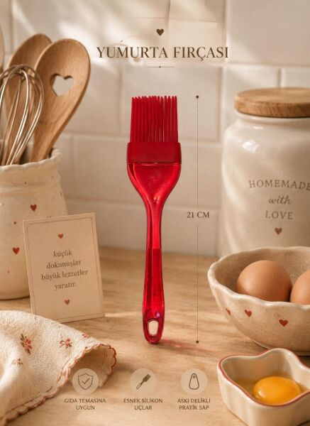 Okyanus Home  Silikon Yumurta ve Sos Fırçası Kırmızı