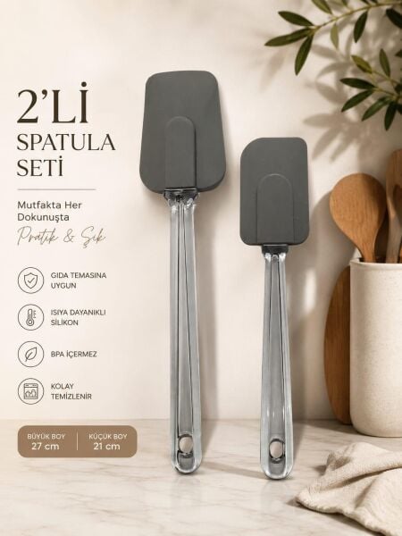 Okyanus Home 2'li Silikon Spatula Seti Antrasit