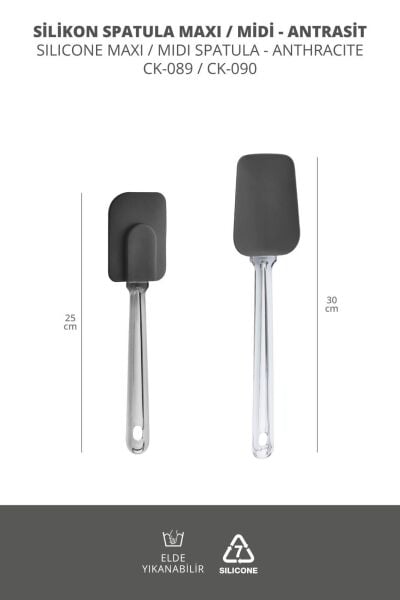 Okyanus Home 2'li Silikon Spatula Seti Antrasit