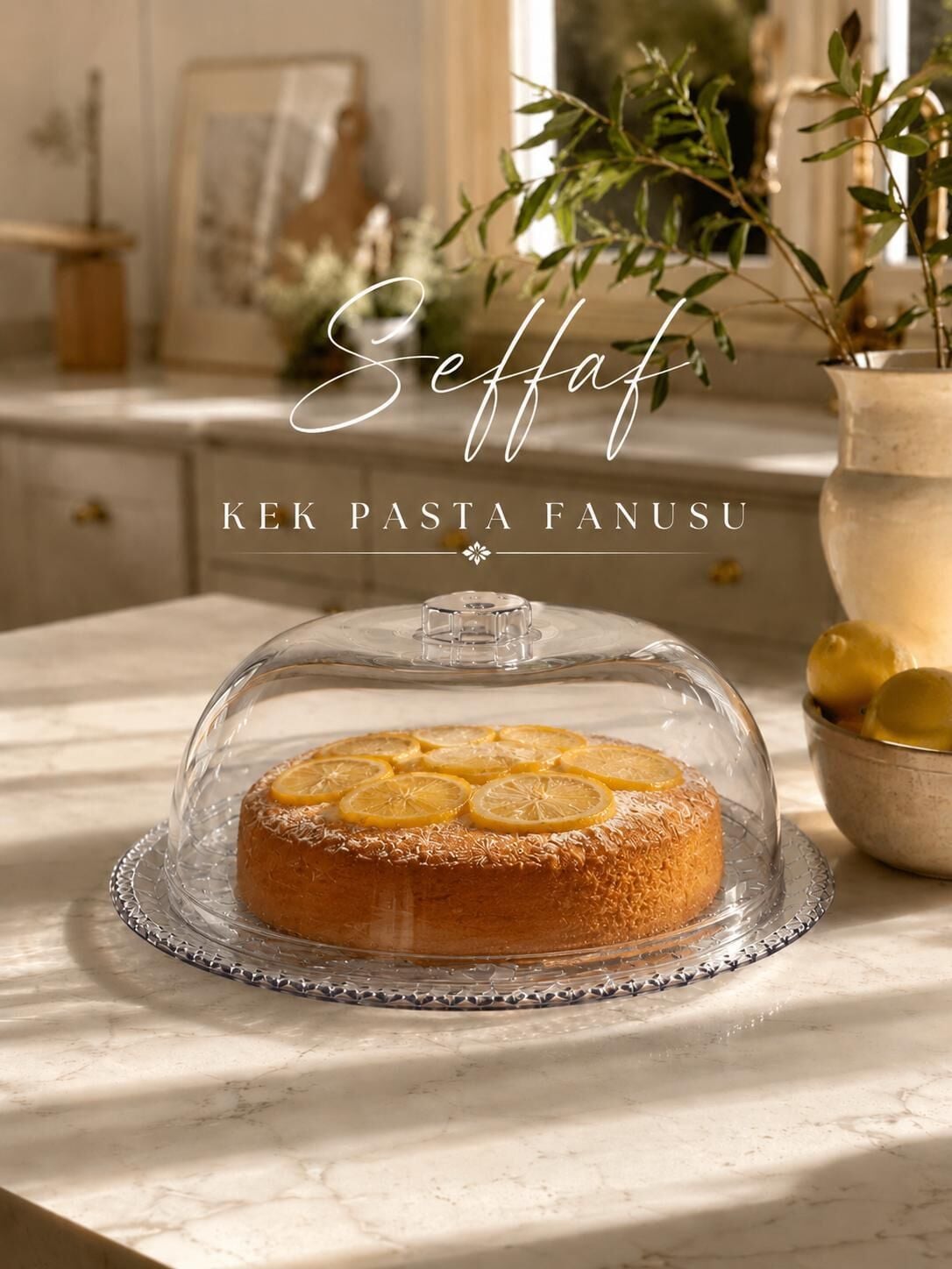 Okyanus Home Mika Kristal Görünümlü Kek - Pasta Fanusu 29 cm