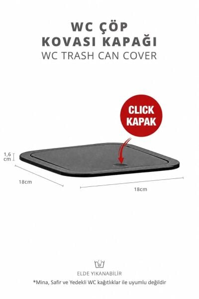 Okyanus Home Siyah Kare Yedek Çöp Kovası Kapağı