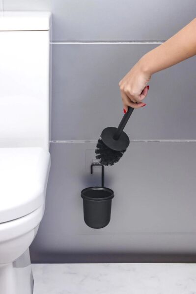 Okyanus Home Siyah Magic Fix Sihirli Yapışkanlı Wc Fırçalık