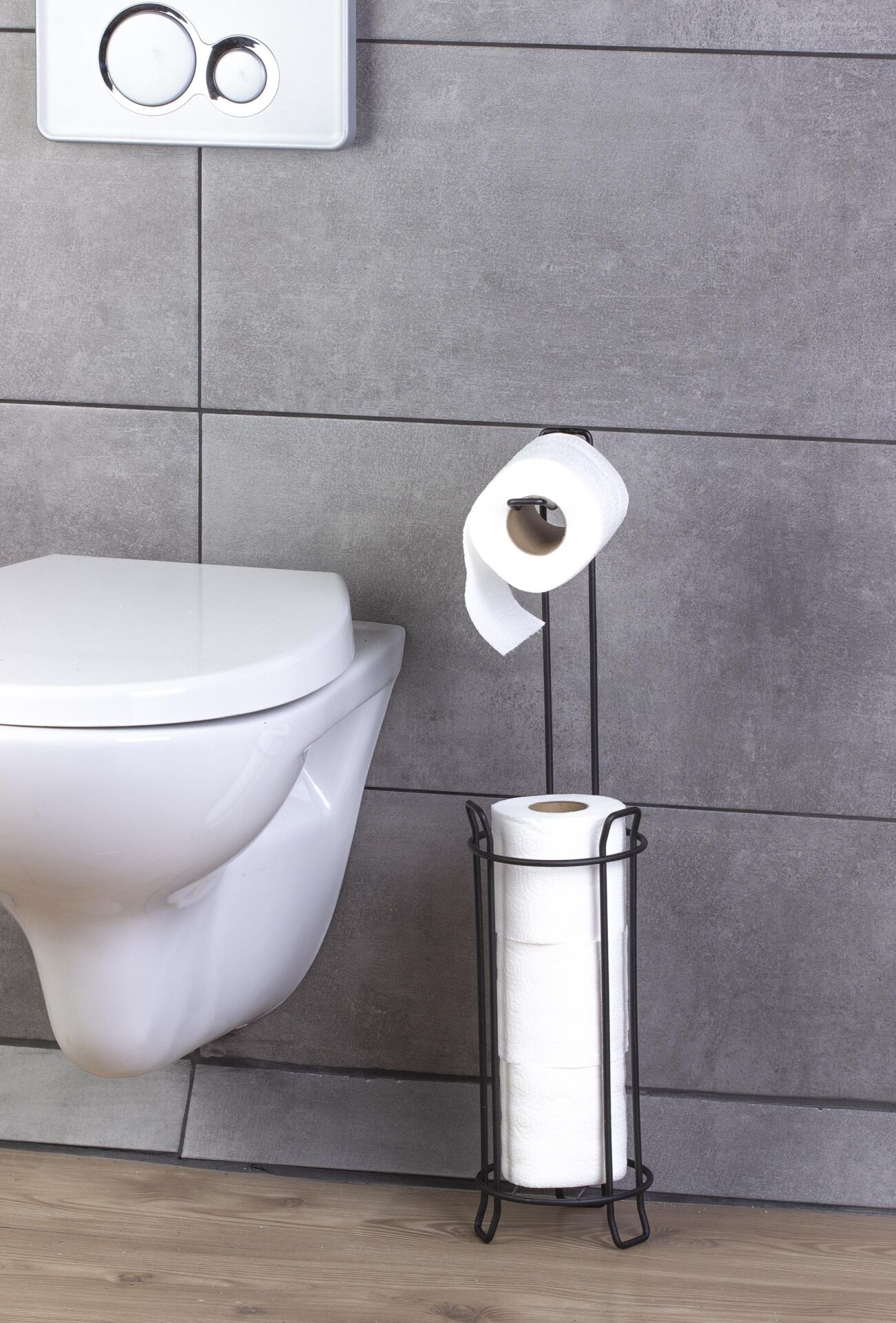 Okyanus Home Siyah Yuvarlak Yedekli Wc Kağıtlık