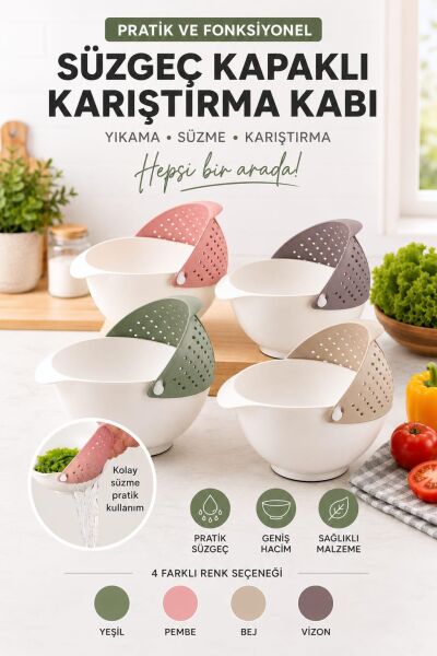 Okyanus Home Pirinç, Sebze, Meyve Yıkama Süzgeci 1500ML - Asorti Renk Gönderilecektir.