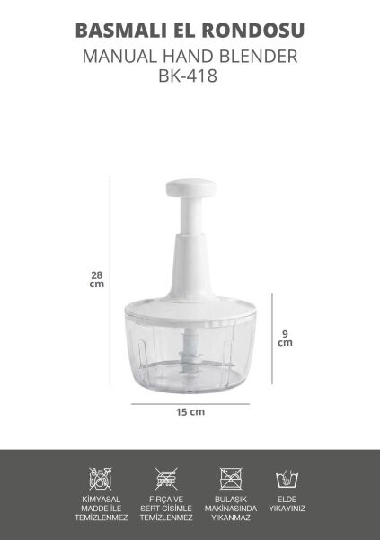 Okyanus Home Manuel 3 Bıçaklı El Rondosu - 1,5LT - Beyaz
