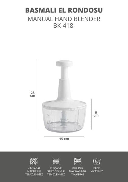 Okyanus Home Manuel 3 Bıçaklı El Rondosu - 1,5LT - Beyaz