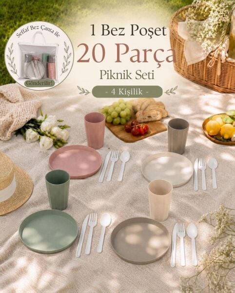 Okyanus Home Şeffaf Çantalı 20 Parça Piknik Seti - 4 Kişilik