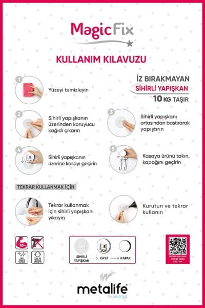 Okyanus Home Ahşap Desenli Magic Fix Sihirli Yapışkan Krom Kuru Sabunluk