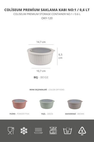Okyanus Home Colesium Premium Vakumlu Kapaklı 3'lü Yeşil Saklama Kabı 2.5lt-1,5lt-0,6lt