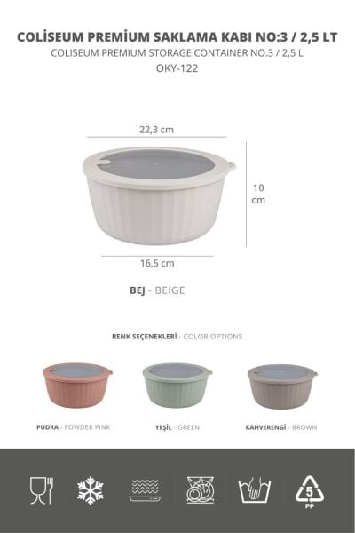 Okyanus Home Colesium Premium Vakumlu Kapaklı 3'lü Yeşil Saklama Kabı 2.5lt-1,5lt-0,6lt