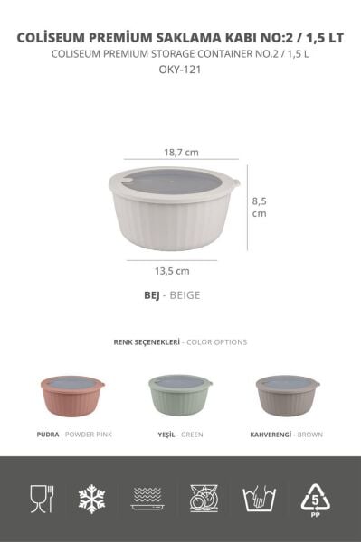 Okyanus Home Colesium Premium Vakumlu Kapaklı 3'lü Pembe Saklama Kabı 2.5lt-1,5lt-0,6lt
