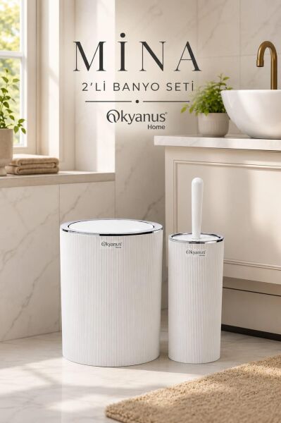 Okyanus Home Mina Beyaz - Krom Yuvarlak 2'li Banyo Seti