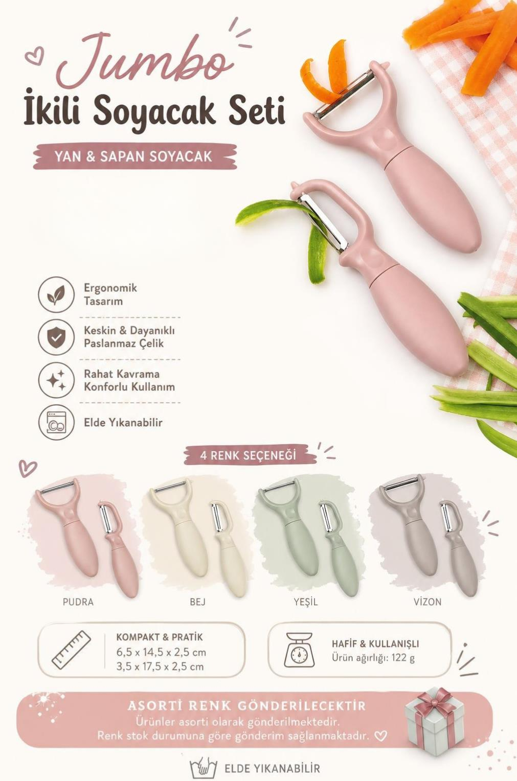 Okyanus Home Jumbo Yan ve Sapan Soyacak İkili Set