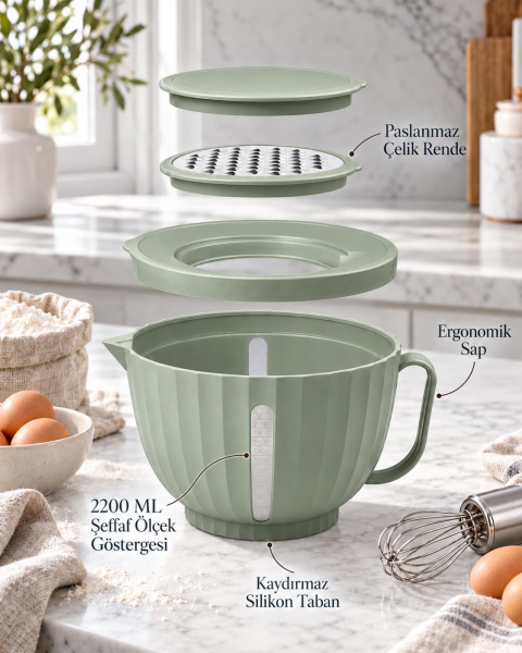 Okyanus Home Yeşil Coliseum Rendeli Mikser Set